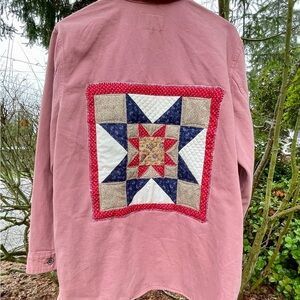 Pink Shirt with Star Patchwork Design